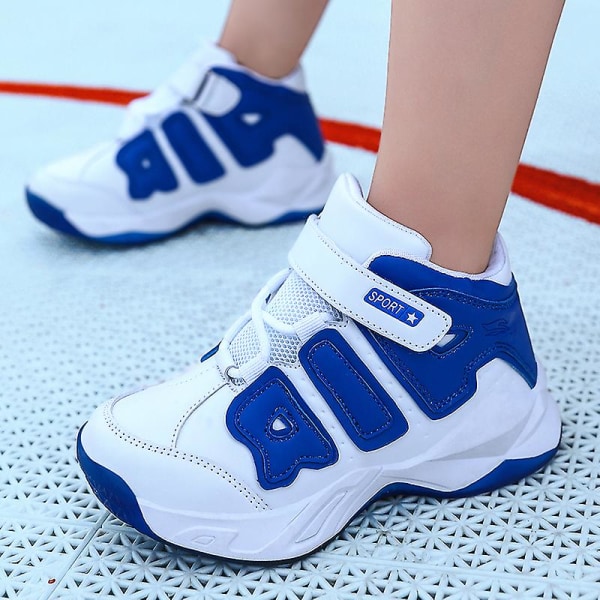 Basketskor för barn Mjuka halkfria Sneakers Löparskor Frh3021 Blue 35