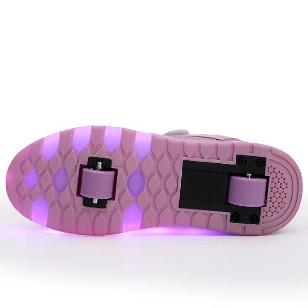 Barnsneakers Dubbelhjulsskor Pojkar Flickor Led Light Skor Fr916 Pink 32