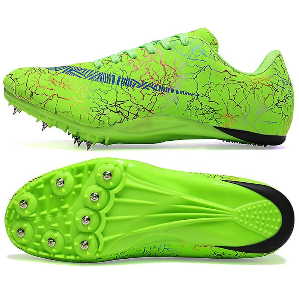 Friidrottsskor för män Spikes Track Race Hoppande Sneakers Professionell löpning Nail Spikes Skor Hj259 Green 39