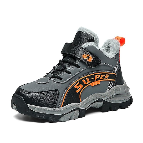 Barn vandringsskor Andas sneakers Halkfria Pojkar Flickor Vinterskor X899 GrayOrange 34