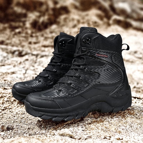 Herrskor Högklackade Skor Coola Militärstövlar Vandringsskor Outdoor Sneakers Black 43