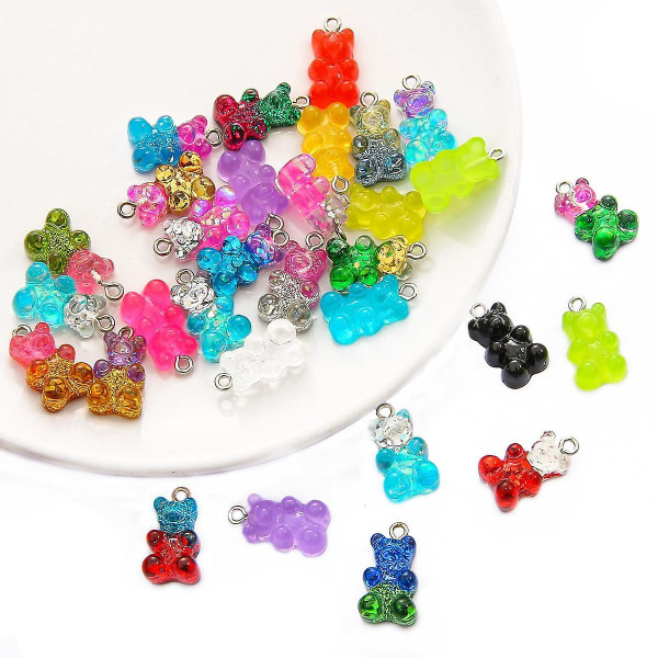 Söt resin Gummy Bear hängande berlocker för smycken fynd DIY-tillbehör