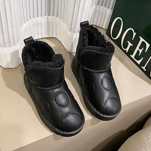 Pojkar Flickor Vintersnöboots Varma ankelstövlar Barn Anti-halk vinterskor H2109 Black 31