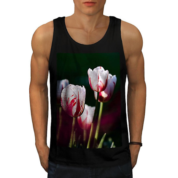 White Tulp Photo Men Blacktank Top L