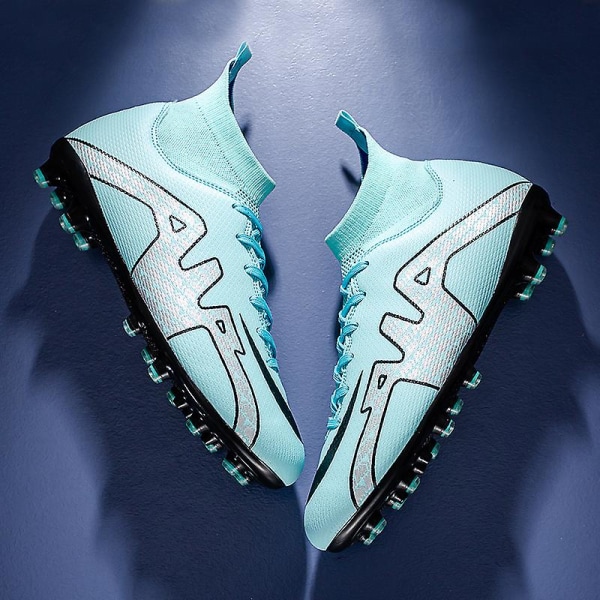 Fotbollsskor för män Höga fotbollsskor för vuxna Grästräning Sport Skor Sneakers 2J985A Blue 45