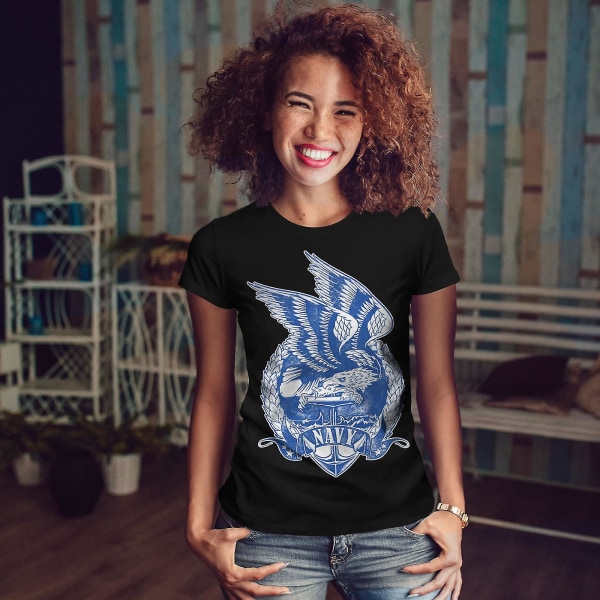 Usa Navy Eagle Fashion Women Blackt-shirt M