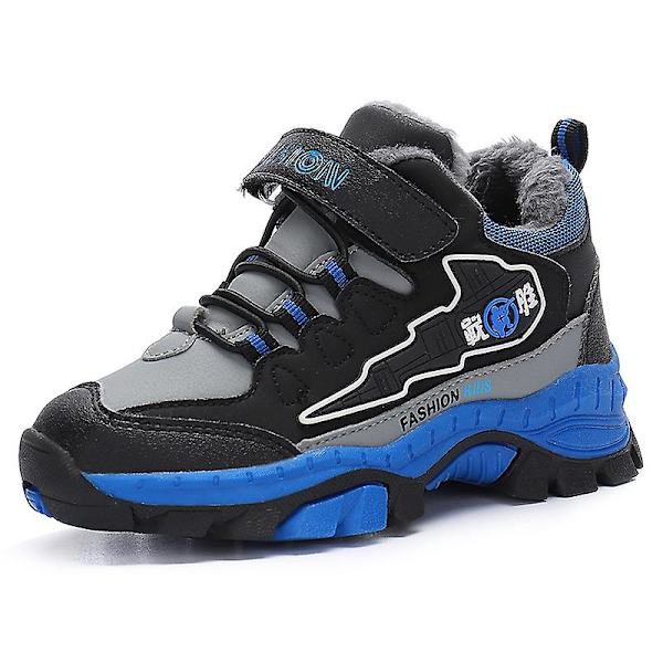 Pojkar Snow Boots Vinter Vattentät Antisladd Stövlar Vandring Outdoor Skor För Barn 2J923 Blue 36