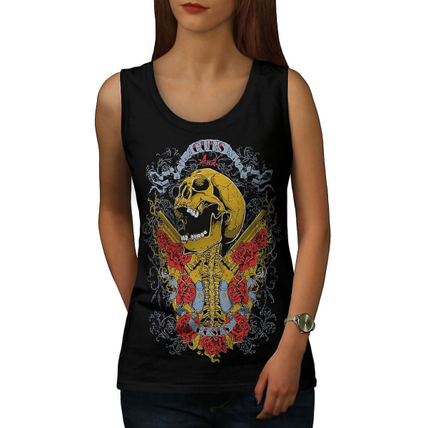 Guns And Roses Skull Dam Blacktank Top | Wellcoda S