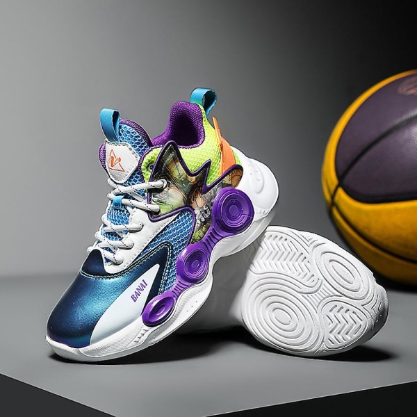 Basketskor för barn Mode Pojkar Flickor Sneakers Sportskor som andas 2Lb2205 Purple 33