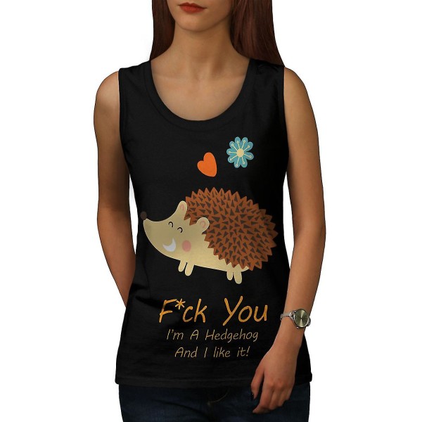 Hedgehog Cool Joke Dam Blacktank Top XXL