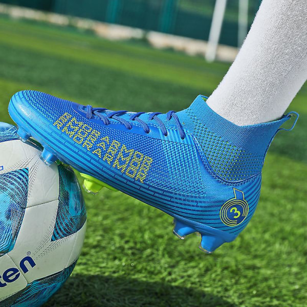 Fotbollsskor för män Halkfria fotbollsskor för herr, Gräs Fotbollssneakers 2K4000 Blue 34