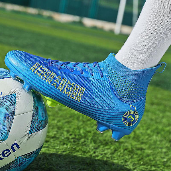 Fotbollsskor för män Halkfria fotbollsskor för herr, Gräs Fotbollssneakers 2K4000 Blue 40