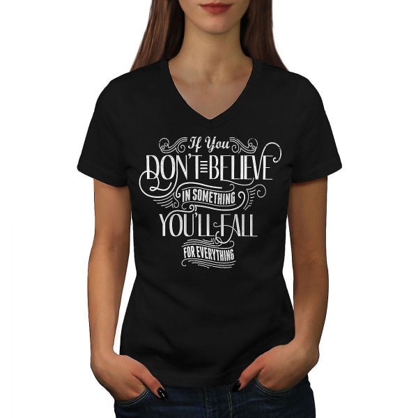 Dont Believe Fail Women T-shirt med svart halsringning XXL