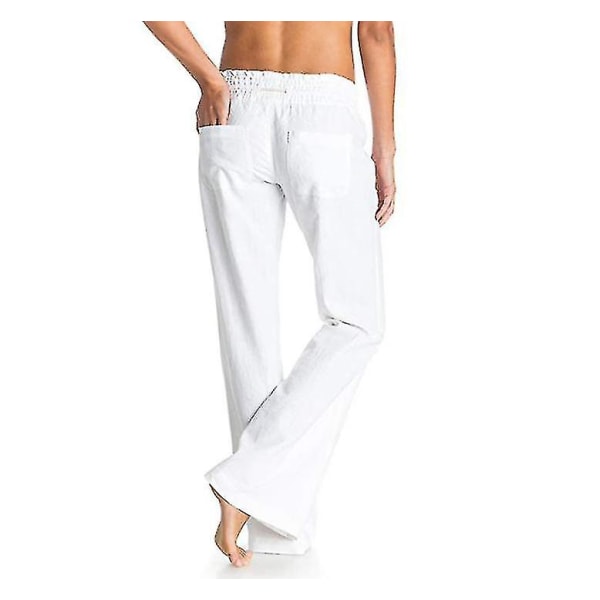 Dambyxor i bomullslinne Beach Pant white M