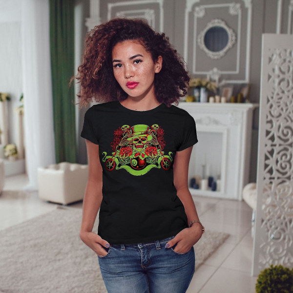 Clown Rose Death Skull Women T-shirt XXL