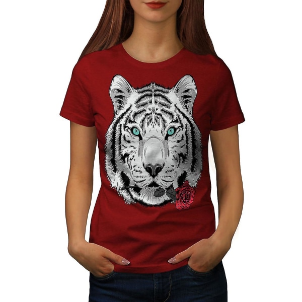 Romantisk Tiger Animal Women Röd-skjorta XL