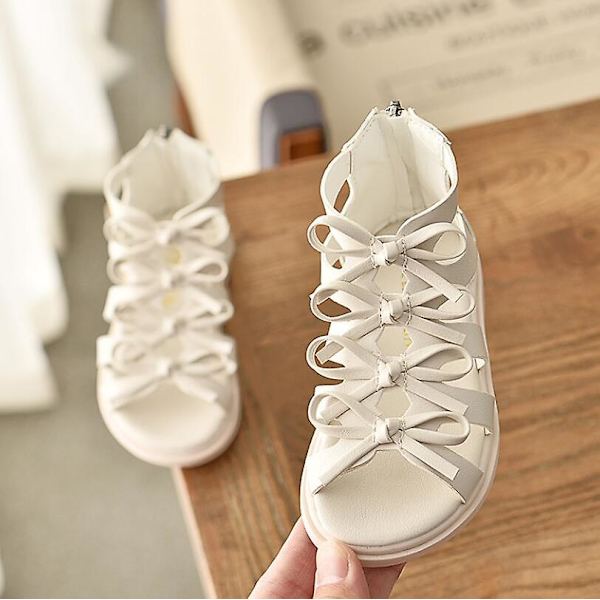 Flicksandaler Mode romerska stövlar Högtoppade Gladiatorsandaler för barn Toddler Barnsandaler F1 Beige 29