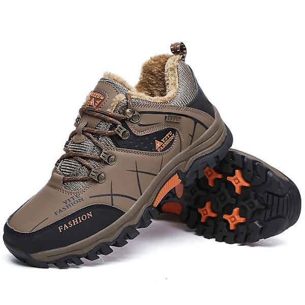 Vinter snösneakers för män Vattentåliga skor Anti-halk Casual Lätta vandringsskor 8527 Khaki 46