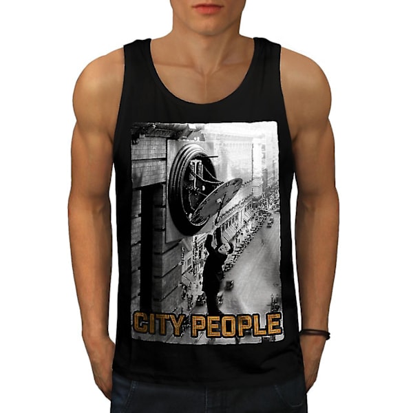 Stad Människor Klocka Män Blacktank Top M