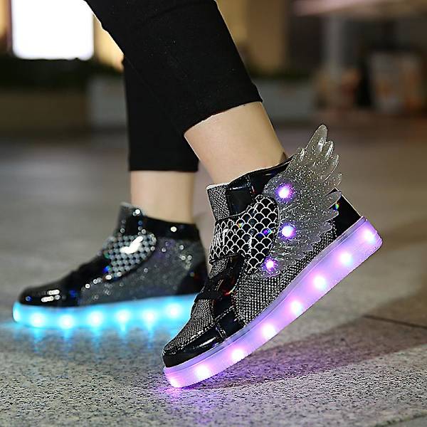 Barn Led Light Skor Pojkar Flickor Sneakers Löparskor 2Dh618 Black 34
