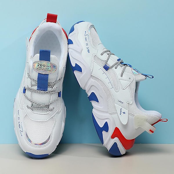 Basketskor för män Andas Sneakers Löparskor 3A6636 WhiteBlue 41