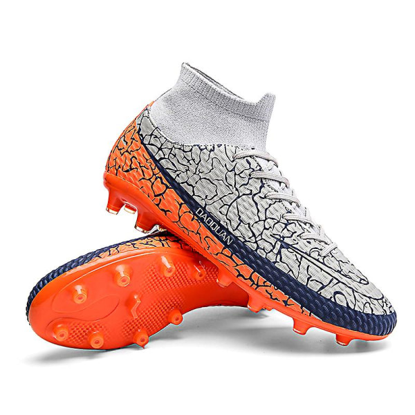 Fotbollsskor för män Halkfria fotbollsskor Klossar Gräs Fotbollssneakers Yjt2215A GrayOrange 45