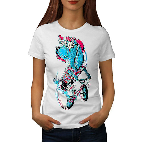 Hippie Dog Ride Biker Whitet-shirt för kvinnor M