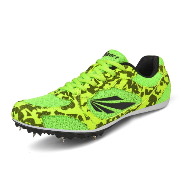 Friidrottsskor för män Spikes Track Race Hoppande Sneakers Professionell löpning Nail Spikes Skor 3B809 Green 37