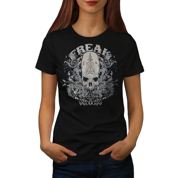 Freak Death Art Skull Women Blackt-shirt | Wellcoda S