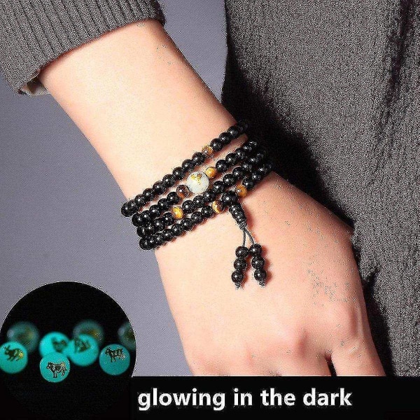 108 pärlor Onyx Luminous Mala Blet Layer Vinta