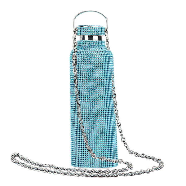 350ml/500ml/750ml isolerad flaska strass inlagd thermal rostfritt stål Barnisolerad vattenkopp för resor Blue 750ML
