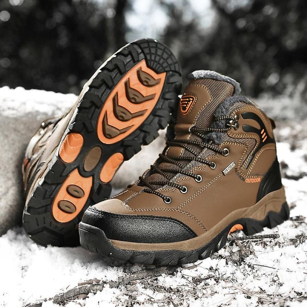 Vintersnöskor för män Vattentåliga skor Anti-halk Casual Lätt vandringskänga 9020 Brown 44