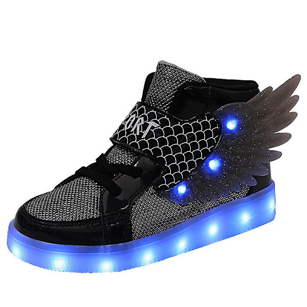 Barn Led Light Skor Pojkar Flickor Sneakers Löparskor 2Dh618 Black 34
