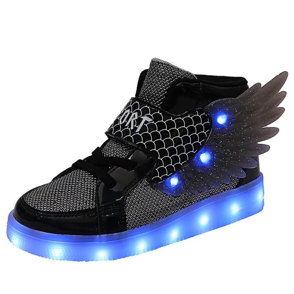 Barn Led Light Skor Pojkar Flickor Sneakers Löparskor 2Dh618 Black 36