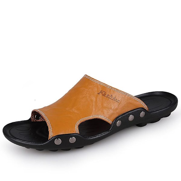 Herrtofflor Halkfria sandaler Mode strandskor för kvinnor q7 Yellow 44