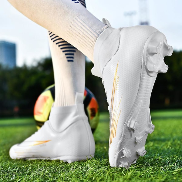 Fotbollsskor för män Höga fotbollsskor för vuxna Grästräning Sport Skor Sneakers 2Jz81A White 41