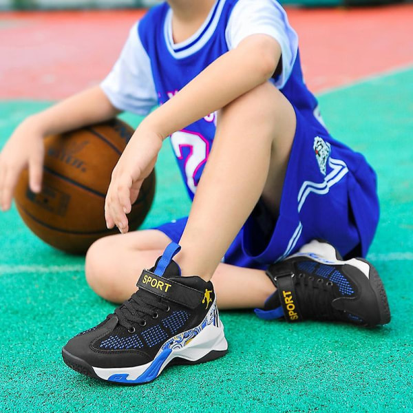 Basketskor för barn Mode Halkfria sneakers Sportskor som andas ra818 BlackBlue 32