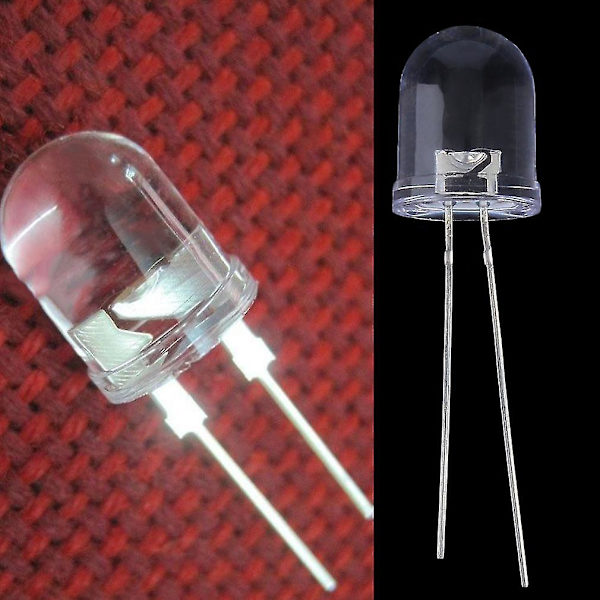 20st 10mm 0,5w Vit 290 000 mcd 40° Large Chip Ultra Bright LED-lampor
