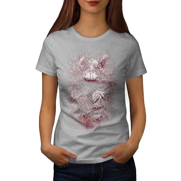 Katana Face Art Fantasy Women Greyt-shirt XL
