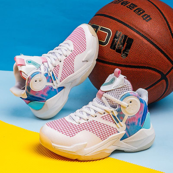 Pojkar Flickor Basketskor Barn Sneakers Andas Sportskor 3331 Pink 32