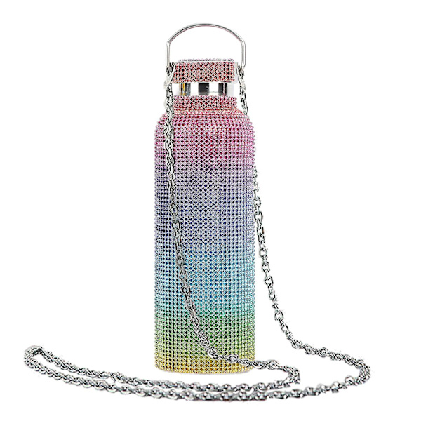 350ml/500ml/750ml isolerad flaska strass inlagd thermal rostfritt stål Barnisolerad vattenkopp för resor Rainbow 750ML
