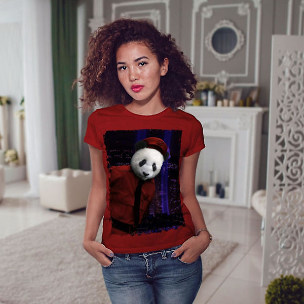 Panda Beast Face T-shirt för kvinnor M