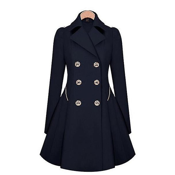 Trenchcoat för Dubbelknäppt Classic Lapel Overcoat Belted Slim Outerwear Coat M