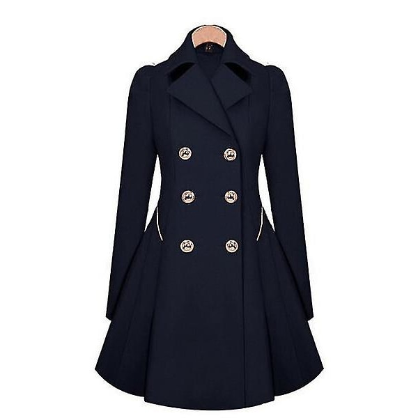 Trenchcoat för Dubbelknäppt Classic Lapel Overcoat Belted Slim Outerwear Coat S