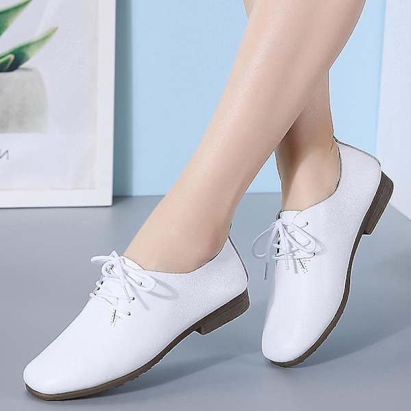 Dam Skor Läder Vita Skor Mjuk sula Dam Casual Fraz919 White 37