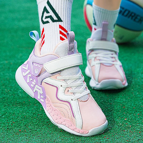 Basketskor för barn Mode Halkfria sneakers Andas sportskor A02 Pink 34