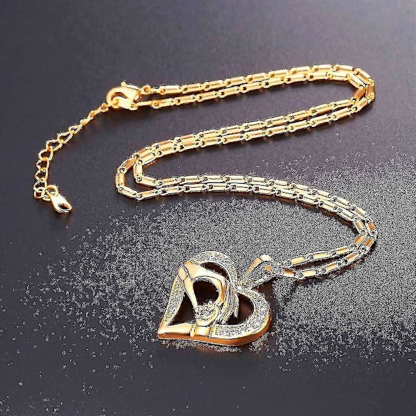 (guld) Kärlekshjärta Mamma Baby In Hand hänge,tacksägelsepresent,cubic Zirconia Smycken Dam Halsband