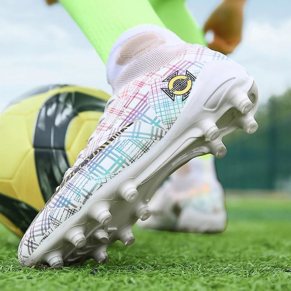 Fotbollsskor för män Spikes Fotbollsskor för ungdomar Stövlar Athletic Sneaker 3C5858 White 34
