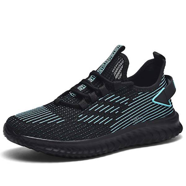 Sneakers för män Andas stretchtyg Mjukt Bekväma löparsportskor 2G6921 BlackGreen 39