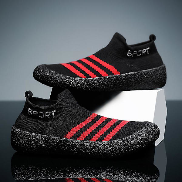Herr Sport Löparskor Lättvikts Fitness Yoga Strumpor Sneaker Fr8202 BlackRed 41